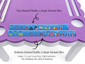 Diagram showing the table holds 13 large-format American mahjong tiles per channel