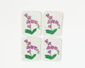 Hand-Beaded Purple Flower Tile Coasters