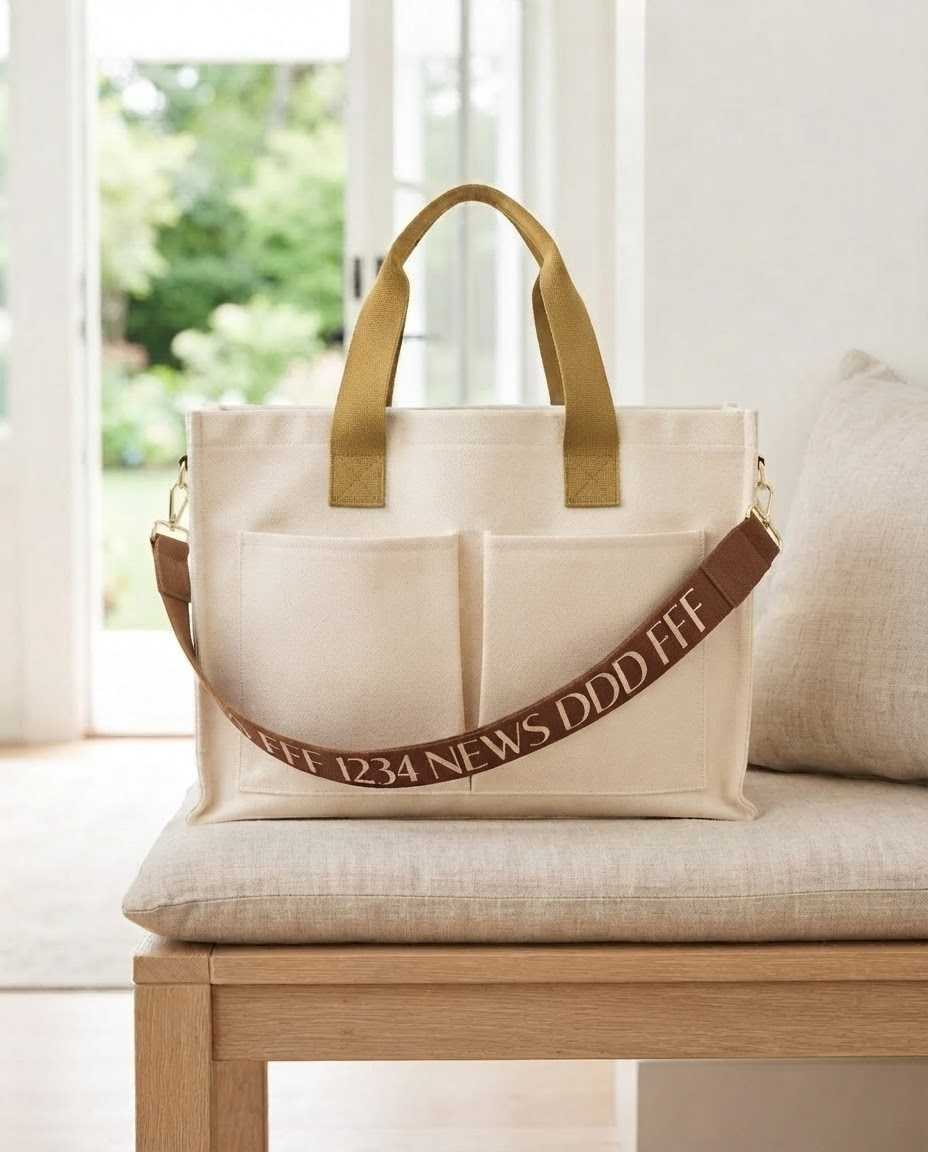 The Parlor Satchel in High Society — canvas mahjong bag with gold handles and warm brown FFF 1234 NEWS DDD strap