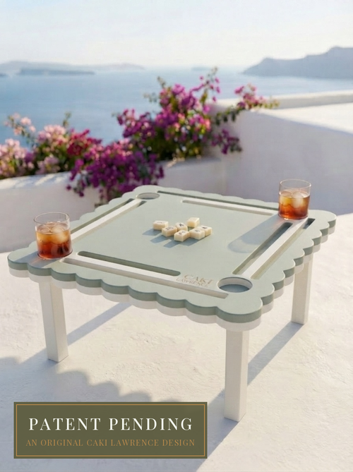The Parlor Companion in Oyster Roast on a terrace — portable mahjong table by Caki Lawrence