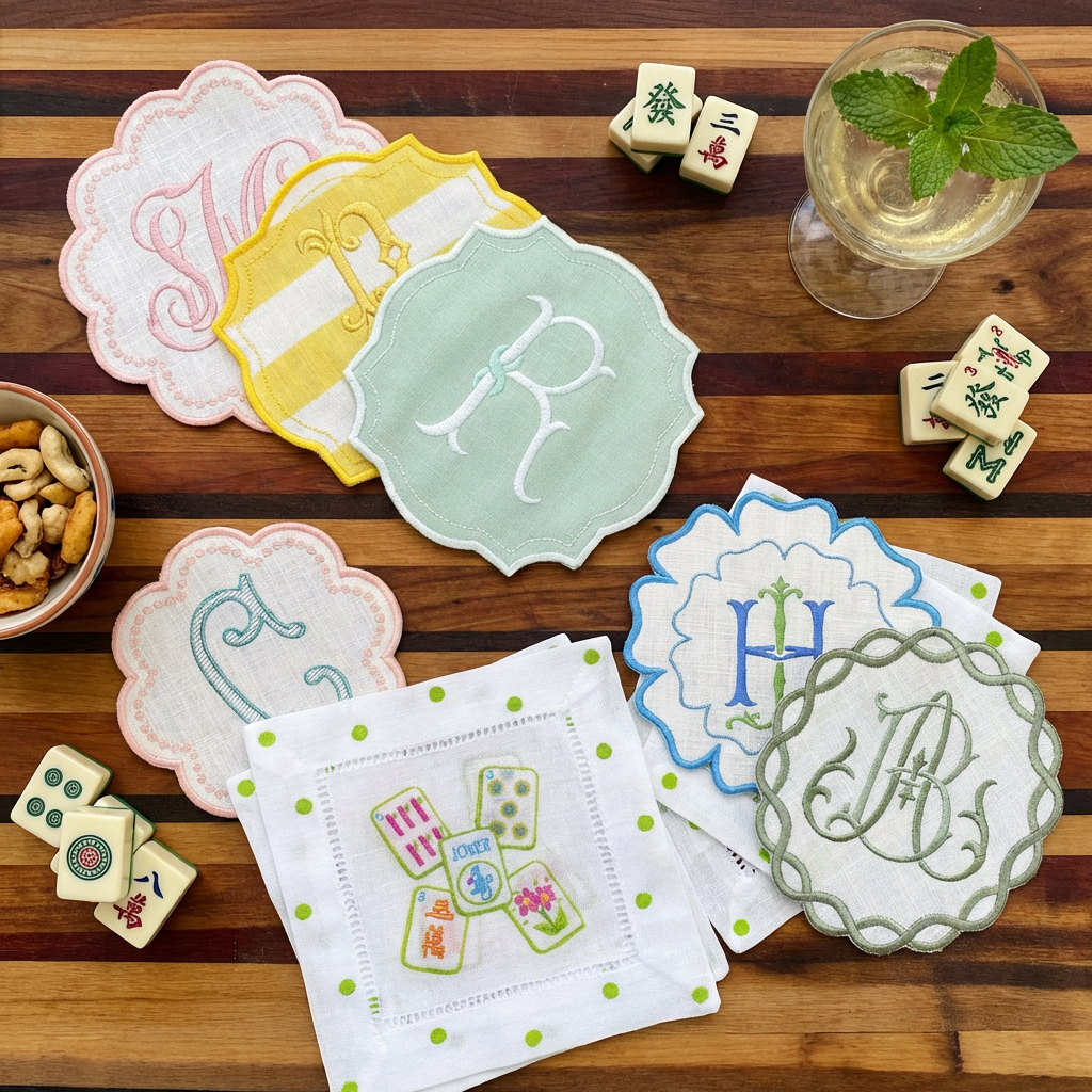 Deep teal library parlor with mahjong table